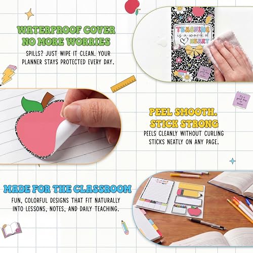 BEAWART Teacher Sticky Notes Set - Teaching is A Work of Heart Set Blackboard Self-Stick Note Pads - Teacher Appreciation Gift Writing Memo Pads Classroom School Office Supplies (Composition Pattern) - Image 4