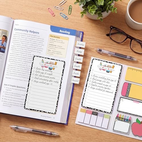 BEAWART Teacher Sticky Notes Set - Teaching is A Work of Heart Set Blackboard Self-Stick Note Pads - Teacher Appreciation Gift Writing Memo Pads Classroom School Office Supplies (Composition Pattern) - Image 5