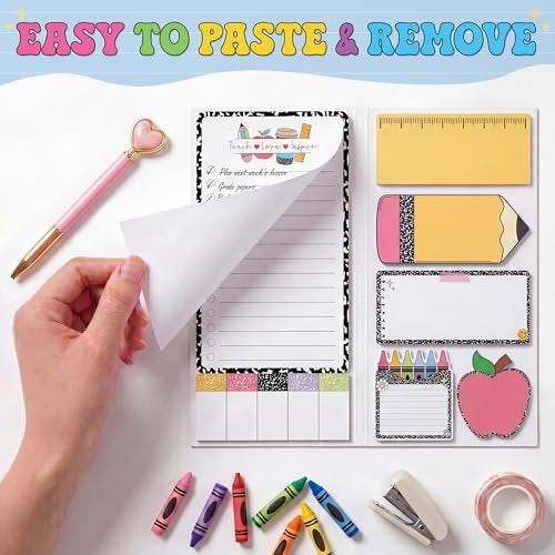 BEAWART Teacher Sticky Notes Set - Teaching is A Work of Heart Set Blackboard Self-Stick Note Pads - Teacher Appreciation Gift Writing Memo Pads Classroom School Office Supplies (Composition Pattern) - Image 3