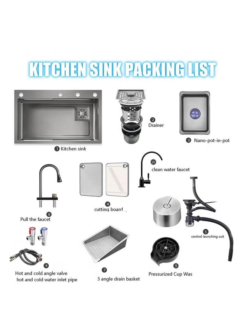 Kitchen Sink Flying rain Waterfall Stainless Steel Undermount Kitchen Sink Drop In Kitchen Sink Single Bowl, With LED digital display screen, handwheel thermostat switch - pzsku/Z21A70F57CF090D3DF01EZ/45/_/1723623047/d1b0d1cb-fcbb-45bc-9db1-3294e565ced7