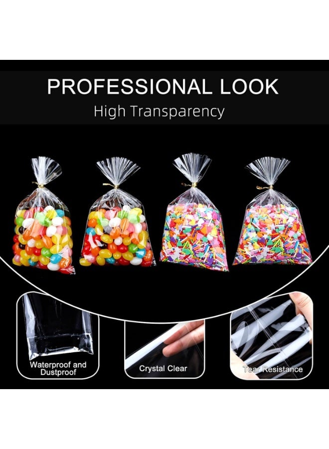 LYNLYN 100 Pack Clear Cellophane Gift Bags with Twist Ties for Treats, Candies, Cookies, Popcorn, and Party（15x25 cm） - Image 4
