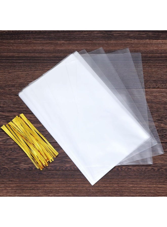 LYNLYN 100 Pack Clear Cellophane Gift Bags with Twist Ties for Treats, Candies, Cookies, Popcorn, and Party（15x25 cm） - Image 5