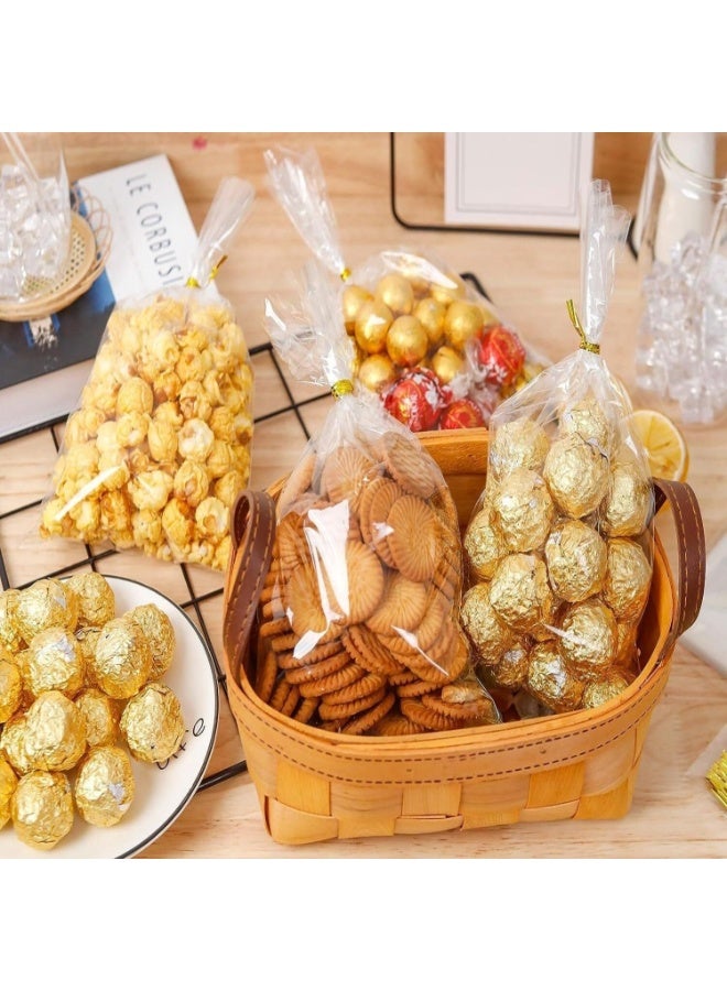LYNLYN 100 Pack Clear Cellophane Gift Bags with Twist Ties for Treats, Candies, Cookies, Popcorn, and Party（15x25 cm） - Image 2