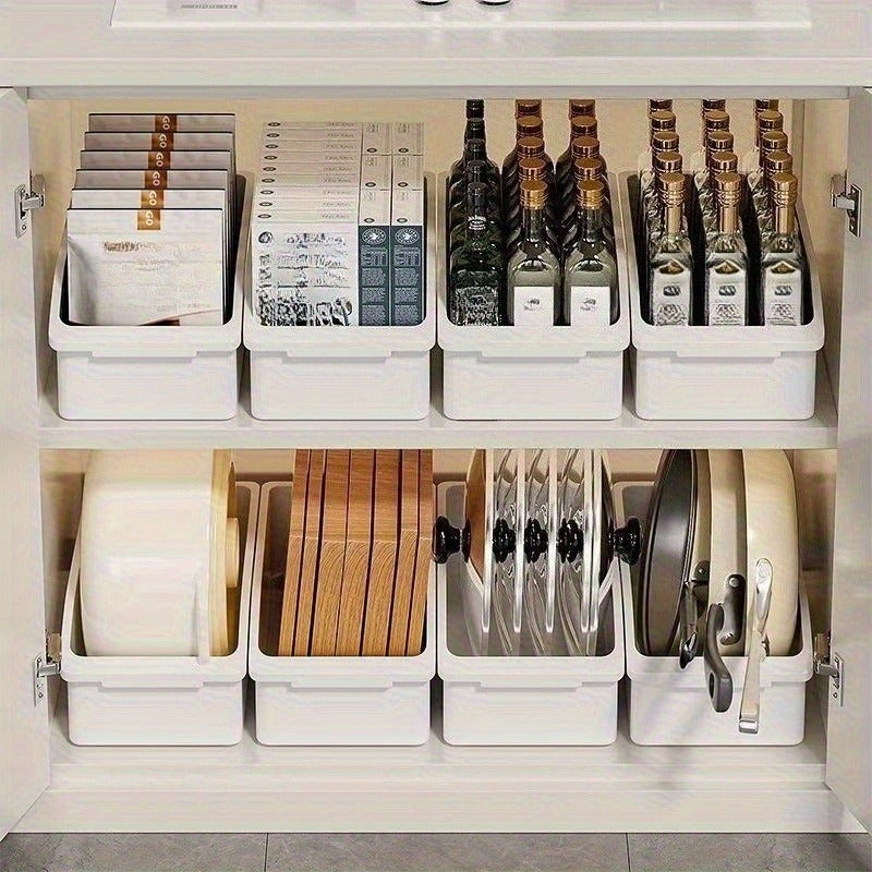9pcs Narrow Long Slanted Cabinet & Fridge Organizer Box - Space-Saving Slanted, Multi-Compartment Storage Shelf Suitable for Utensils, Spices, Pasta, Supplies - Kitchen Cabinet Organization System - Image 3