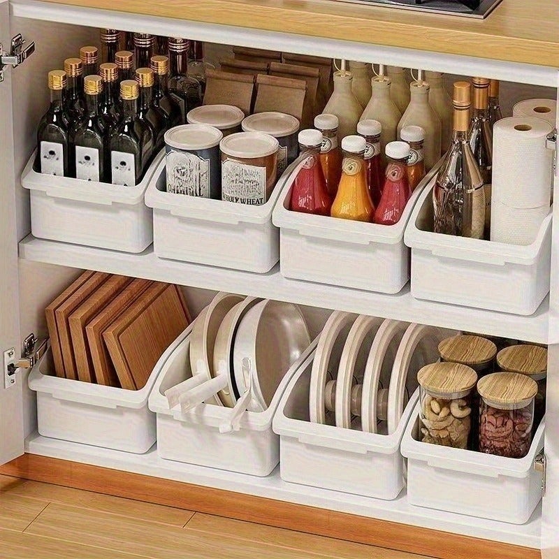 9pcs Narrow Long Slanted Cabinet & Fridge Organizer Box - Space-Saving Slanted, Multi-Compartment Storage Shelf Suitable for Utensils, Spices, Pasta, Supplies - Kitchen Cabinet Organization System - Image 2