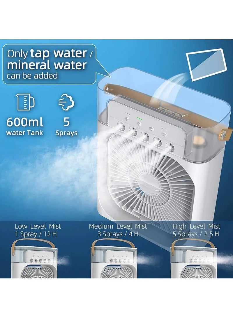 Led Air Cooler Fan Humidifier 3 in 1 Mini Evaporative Air Cooler with 7 Colors LED Light - Image 2