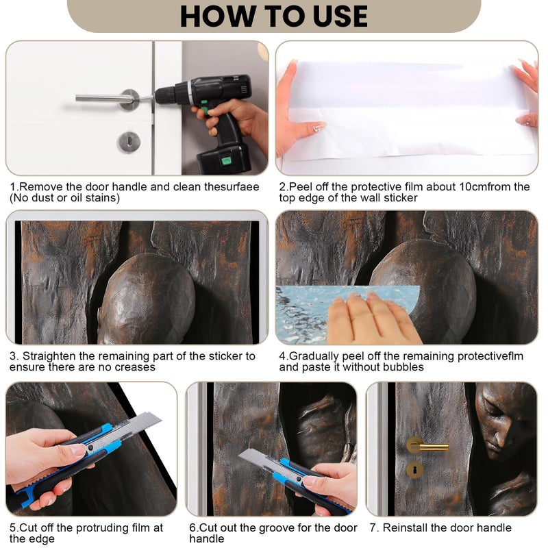 BVBOX 3D Door Stickers, Peel and Stick Vinyl Wallpaper, Self-Adhesive Mural for Home Decor 30.3" W x 78.7" H - Image 5
