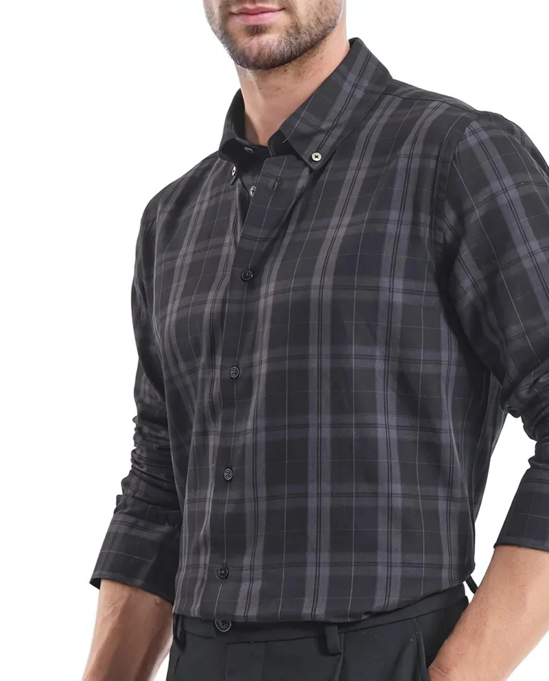 Rare Rabbit Men's Regular Fit Check Print Shirt
