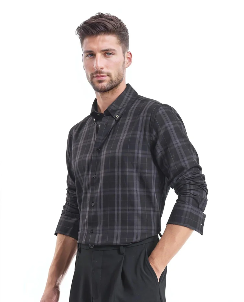 Rare Rabbit Men's Regular Fit Check Print Shirt