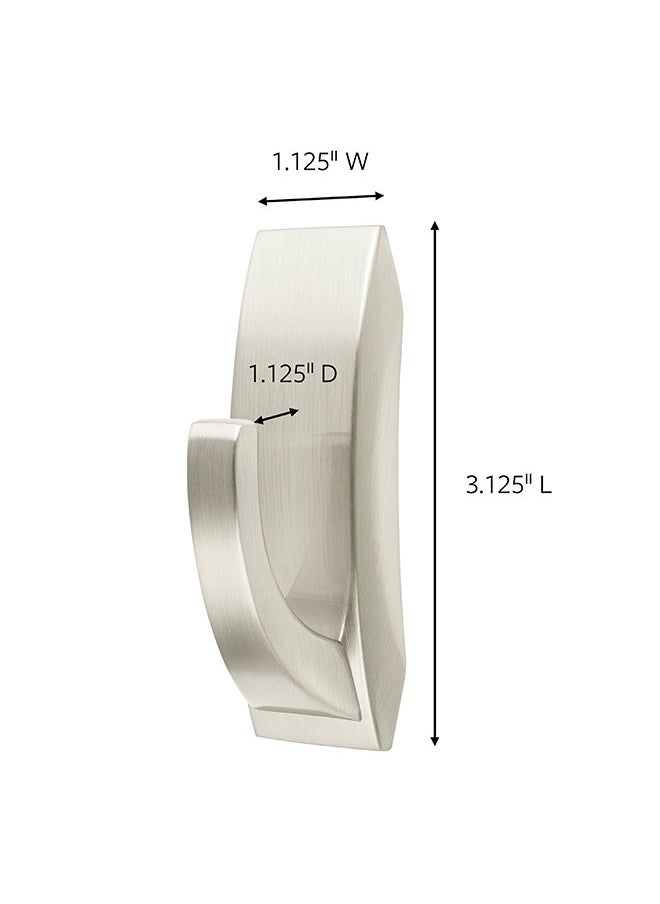 Command - Command MR02-BN Modern Reflections Metal Hook, Medium, Holds 1.3 Kg. each hook, Silver color. 1 hook and 2 strips/pack - Image 1
