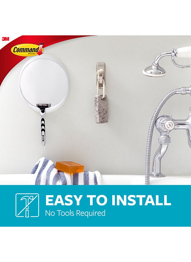 Command - Command MR02-BN Modern Reflections Metal Hook, Medium, Holds 1.3 Kg. each hook, Silver color. 1 hook and 2 strips/pack - Image 1