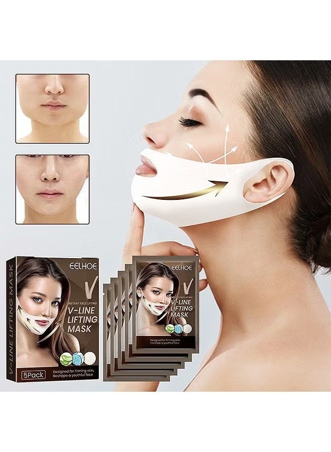 EELHOE V-Line Facial Lifting Mask, Facial Firming Lifting Shaping Small V-Face Ear Lifting Facial Mask 5Pack - Image 1