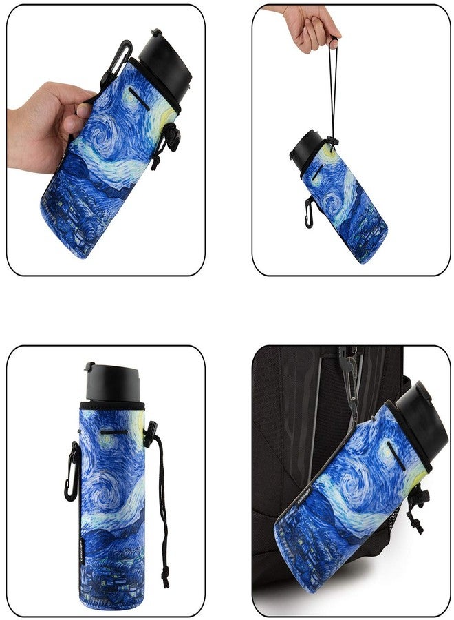 CM Neoprene Bottle Sleeve - Portable Insulator Cover with Drawstring for 18-20 Oz Bottle (Marble & Van Gogh Painting Patterns, 2 pcs) - Image 4