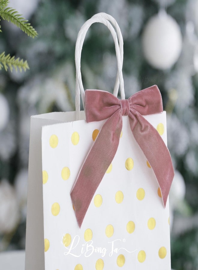 LiBongTa 3.5" Dusty Rose Pre Tied Bows Velvet Pink Ribbon Bows, Gift Bows for Presents, Valentine Bows with Twist Ties for Wreaths, Party Decor, Crafts, Valentine Package Bows-12 Counts - Image 5