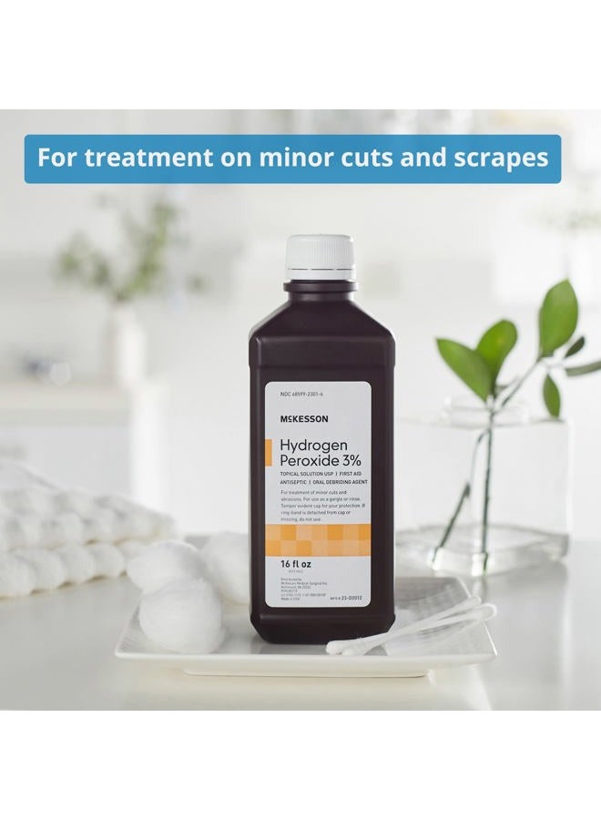 McKesson بيروكسيد الهيدروجين 3%، 16 أونصة [عبوة من 1] محلول موضعي USP، مطهر للإسعافات الأولية، عامل تنظيف فموي - Image 2