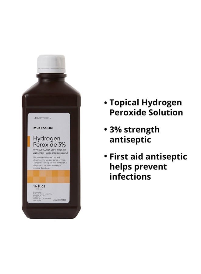 McKesson بيروكسيد الهيدروجين 3%، 16 أونصة [عبوة من 1] محلول موضعي USP، مطهر للإسعافات الأولية، عامل تنظيف فموي - Image 3