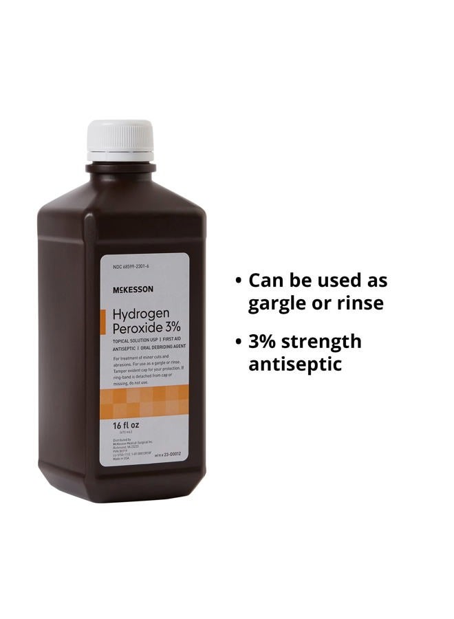 McKesson بيروكسيد الهيدروجين 3%، 16 أونصة [عبوة من 1] محلول موضعي USP، مطهر للإسعافات الأولية، عامل تنظيف فموي - Image 4