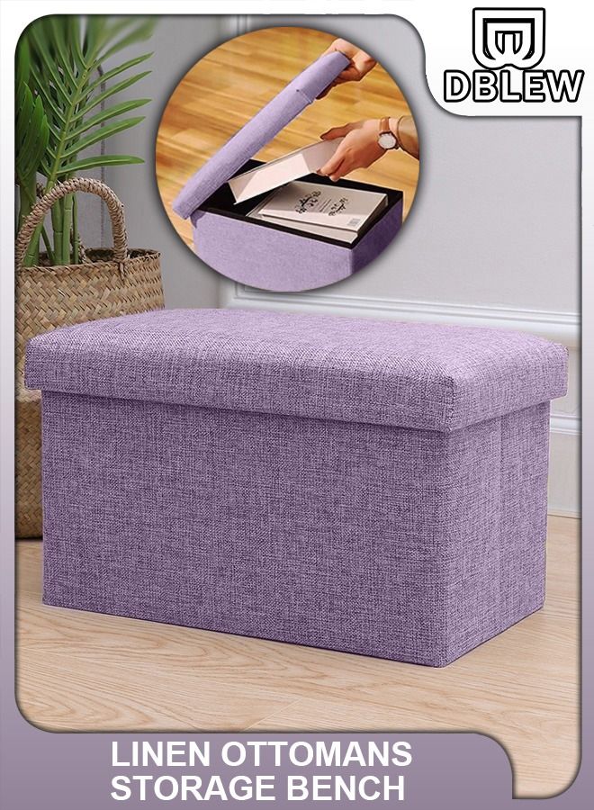 Ottomans Cube Foldable Rectangular Bench Footrest 49x30x30cm Table Linen Fabric Foot Stools Seat Chair For Home Clothing Hidden Storage Boxes 