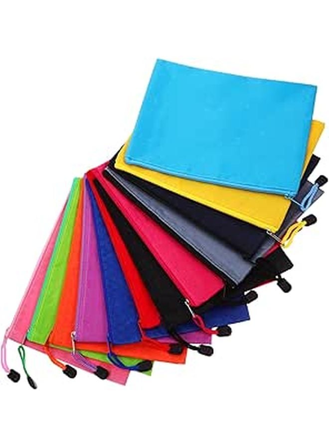 12 Pack Canvas Zipper File Folders Mesh Document Pouch Bags For School Office Storage - Image 1