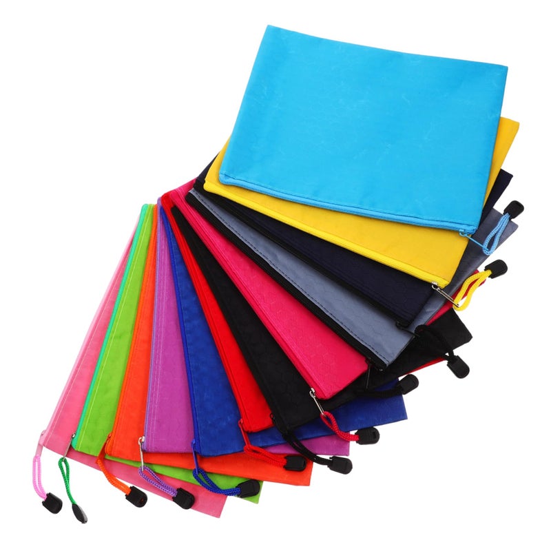 12 Pack Canvas Zipper File Folders Mesh Document Pouch Bags For School Office Storage - Image 2