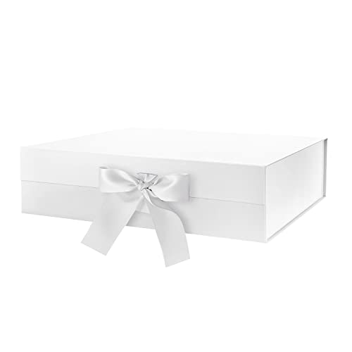 GREEN BEAN Large Gift Box with Lid for Presents 13x97x34 Inches White Magnetic Gift Box with Ribbon Bridesmaid Proposal Box Luxury Gifts Box Glossy White - Image 1
