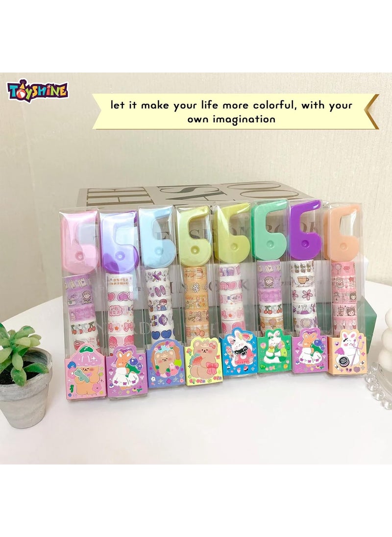 Toyshine Toyshine 24 Set DIY Decorative Masking Tapes with Dispenser Holders Art Supplies for Girls Aesthetic Decor for Scrapbook Card Gift Wrapping Journaling Kid's Craft Office Supplies  - Image 4