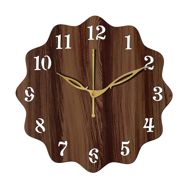Yami MDF Wood Analog 25 cm X 25 cm Wall Clock (Brown, Without Glass, Small Size) | Wall Clock - 018 Wenge -1 - Image 2