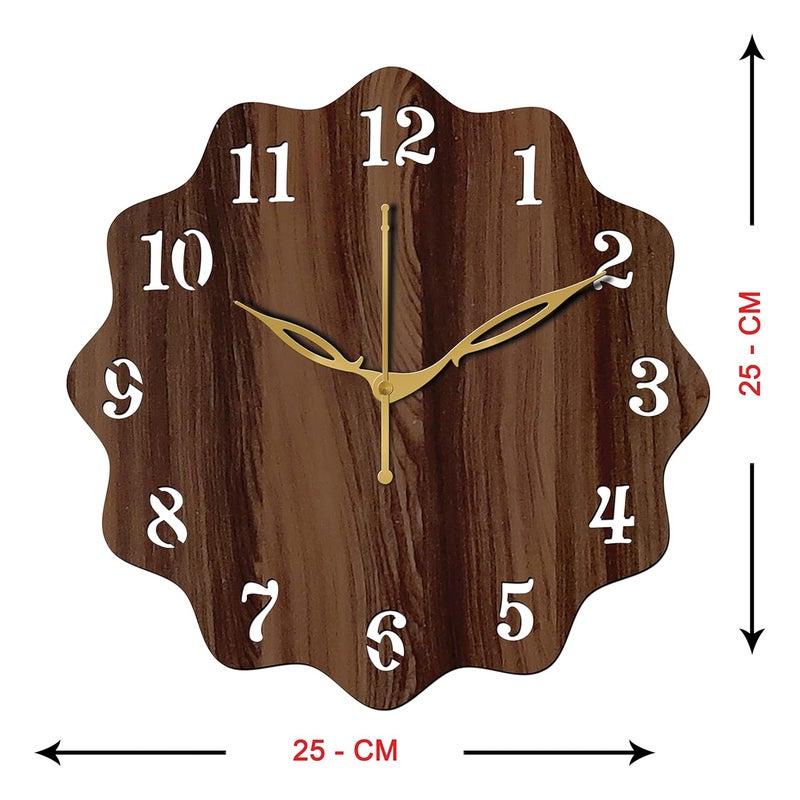 Yami MDF Wood Analog 25 cm X 25 cm Wall Clock (Brown, Without Glass, Small Size) | Wall Clock - 018 Wenge -1 - Image 3