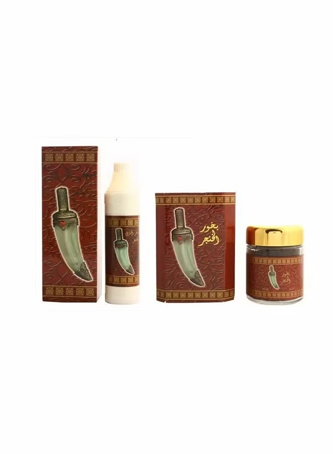 Banafa 2-Piece Al Khanjar Fragrance Bakhour And House Air Freshener Set Brown 0.5Liters