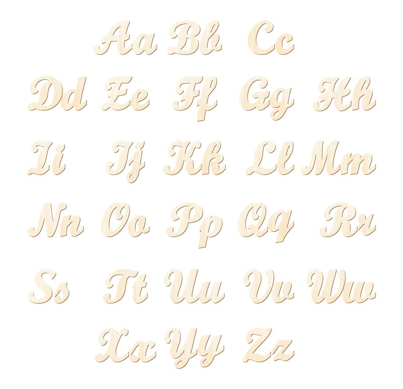 Cregugua 570 Pieces 2 Inch Unfinished Wooden Letters for Crafts Cursive Wood Letters ABCs with Sorting Trays - Image 2