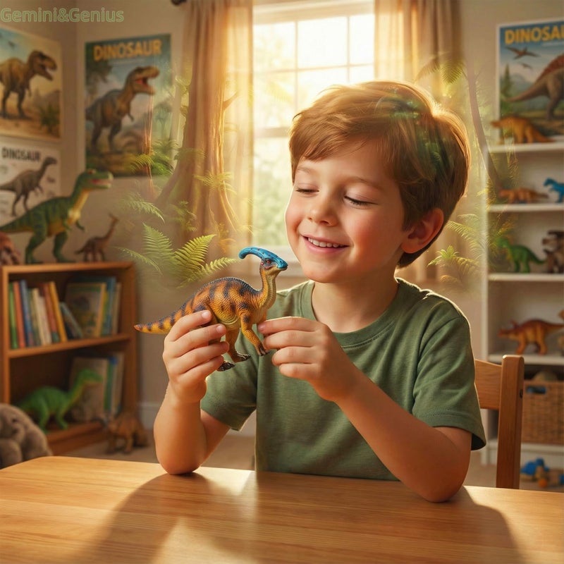 Gemini&Genius Parasaurolophus Dinosaur Toy Dinosaurs Action Figurine- 7.5 Inches Length- Dino Collection Model Toys for Boys and Girls 3-12 Years Old - Image 2