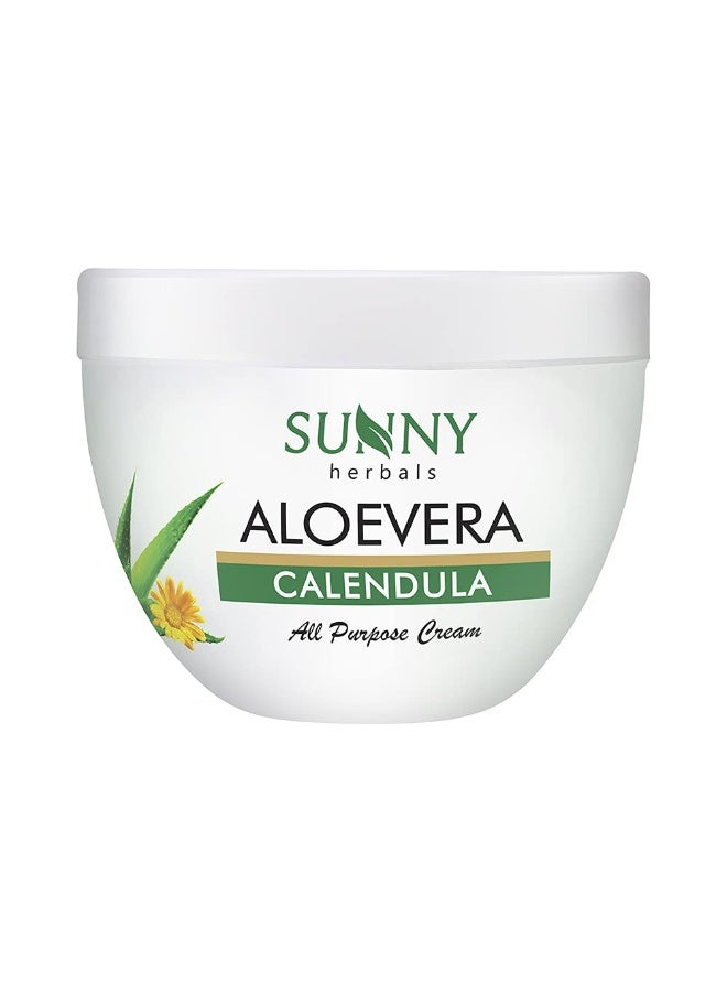 صني كريم الوجه متعدد الأغراض بالأعشاب Aloevera & Calendula | يساعد على منع الندبات وحروق الشمس | آذريون مناسب للبشرة الحساسة | Aloevera يساعد على ترطيب البشرة ويعطي توهجًا صحيًا، 125 جم - Image 1