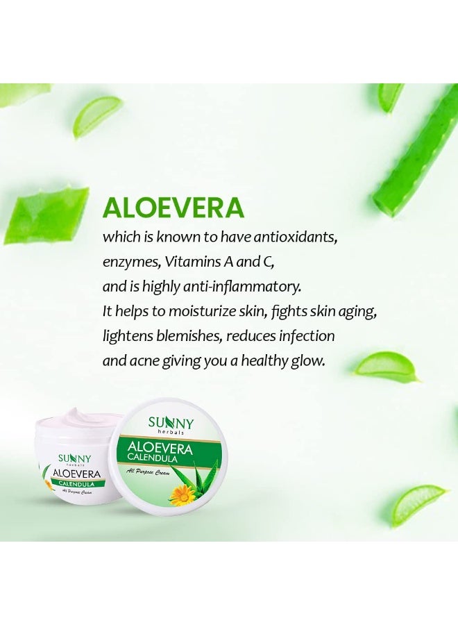 صني كريم الوجه متعدد الأغراض بالأعشاب Aloevera & Calendula | يساعد على منع الندبات وحروق الشمس | آذريون مناسب للبشرة الحساسة | Aloevera يساعد على ترطيب البشرة ويعطي توهجًا صحيًا، 125 جم - Image 5