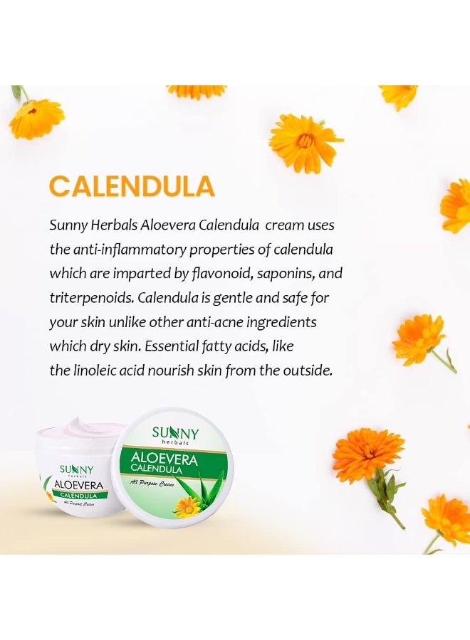 صني كريم الوجه متعدد الأغراض بالأعشاب Aloevera & Calendula | يساعد على منع الندبات وحروق الشمس | آذريون مناسب للبشرة الحساسة | Aloevera يساعد على ترطيب البشرة ويعطي توهجًا صحيًا، 125 جم - Image 4