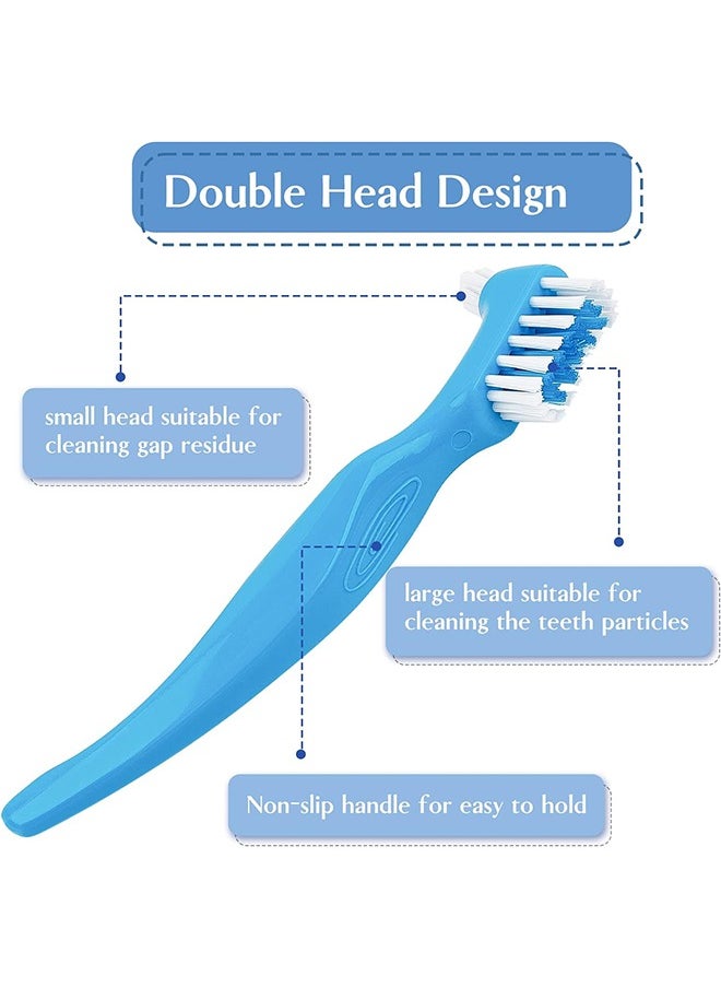 Ant 8-Piece Denture Case Kit, 2 Denture Cup with 2 Denture Brush & 2 Portable Brush Box, 2 Retainer Case, Denture Bath Cup with Strainer & Lid for Travel, Storage Soak Cleaner (Blue & Purple)  - Image 4
