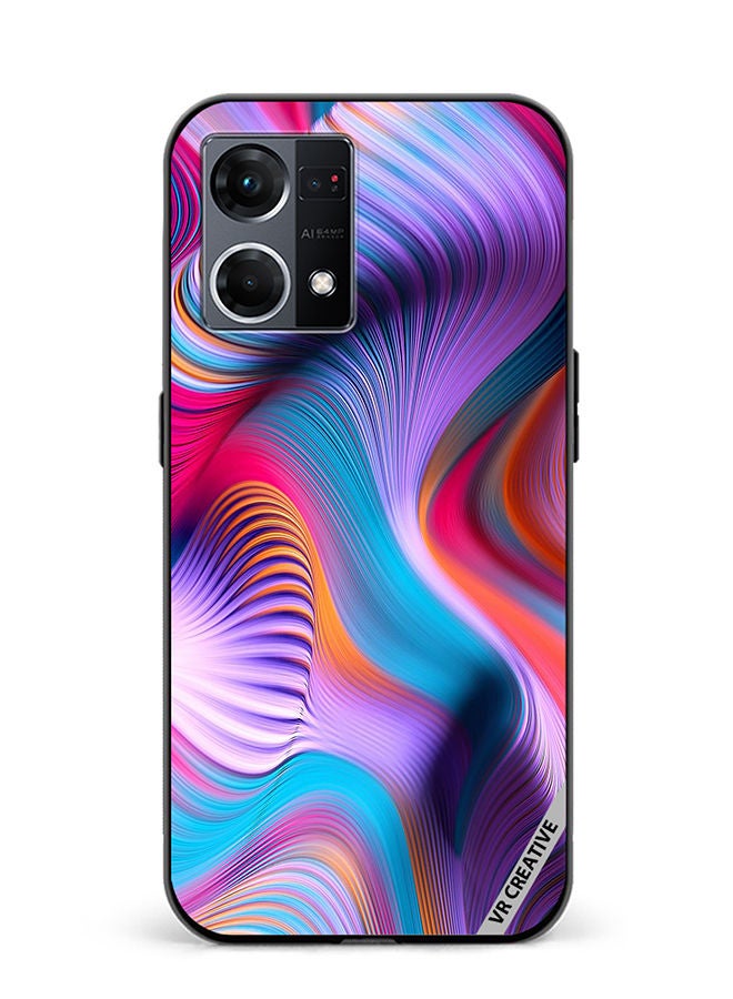 VR CREATIVE Protective Case Cover For Oppo Reno8 4G Modern Abstract Design Multicolour - Image 1