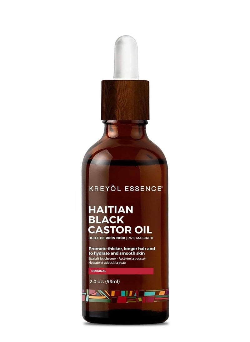 Kreyol Essence - Haitian Black Castor Oil for Skin and Hair, Glass Bottle - Hair Growth, Organic, Hexane Free, Natural Humectant - Image 1