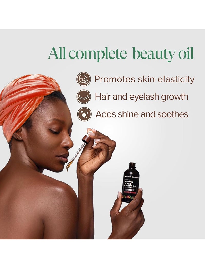 Kreyol Essence - Haitian Black Castor Oil for Skin and Hair, Glass Bottle - Hair Growth, Organic, Hexane Free, Natural Humectant - Image 3