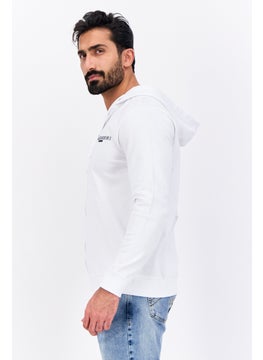 Gazzarrini Men Hooded Brand Logo Long Sleeve Sweatshirt, White  - Image 3
