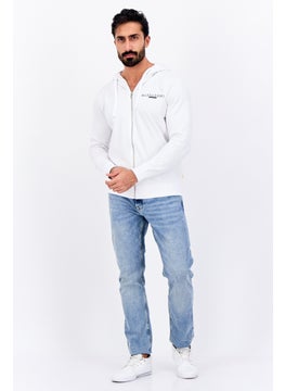 Gazzarrini Men Hooded Brand Logo Long Sleeve Sweatshirt, White  - Image 2