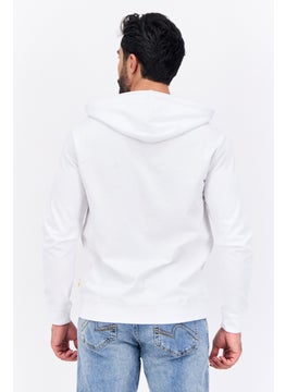 Gazzarrini Men Hooded Brand Logo Long Sleeve Sweatshirt, White  - Image 4