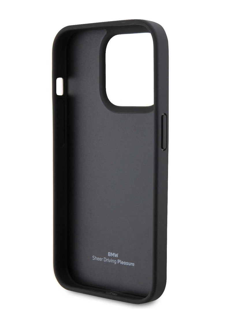 بي إم دبليو حافظة جلدية بنمط الماسة لهاتف آيفون 15 بروماكس - عنابي - Image 4