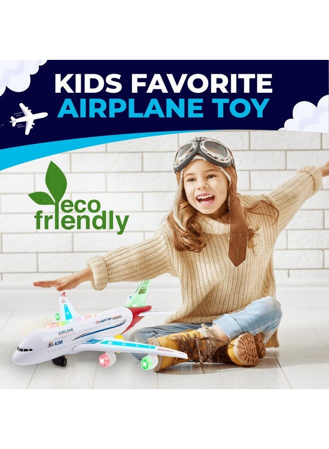 توي سيري ألعاب طائرات للأطفال، طائرة تصادم وانطلاق، طائرة للأطفال الصغار مع أضواء LED وامضة وأصوات. مثالية للأولاد والبنات من سن 3 إلى 12 عامًا (إيرباص A380) - Image 4
