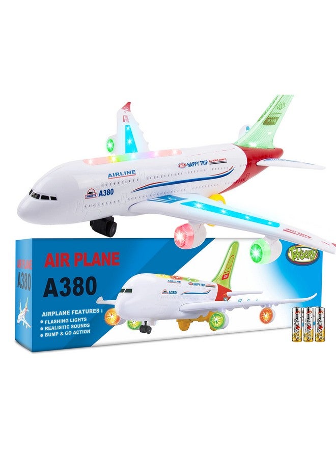 توي سيري ألعاب طائرات للأطفال، طائرة تصادم وانطلاق، طائرة للأطفال الصغار مع أضواء LED وامضة وأصوات. مثالية للأولاد والبنات من سن 3 إلى 12 عامًا (إيرباص A380) - Image 1