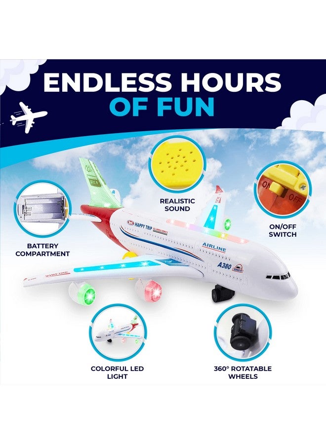 توي سيري ألعاب طائرات للأطفال، طائرة تصادم وانطلاق، طائرة للأطفال الصغار مع أضواء LED وامضة وأصوات. مثالية للأولاد والبنات من سن 3 إلى 12 عامًا (إيرباص A380) - Image 3