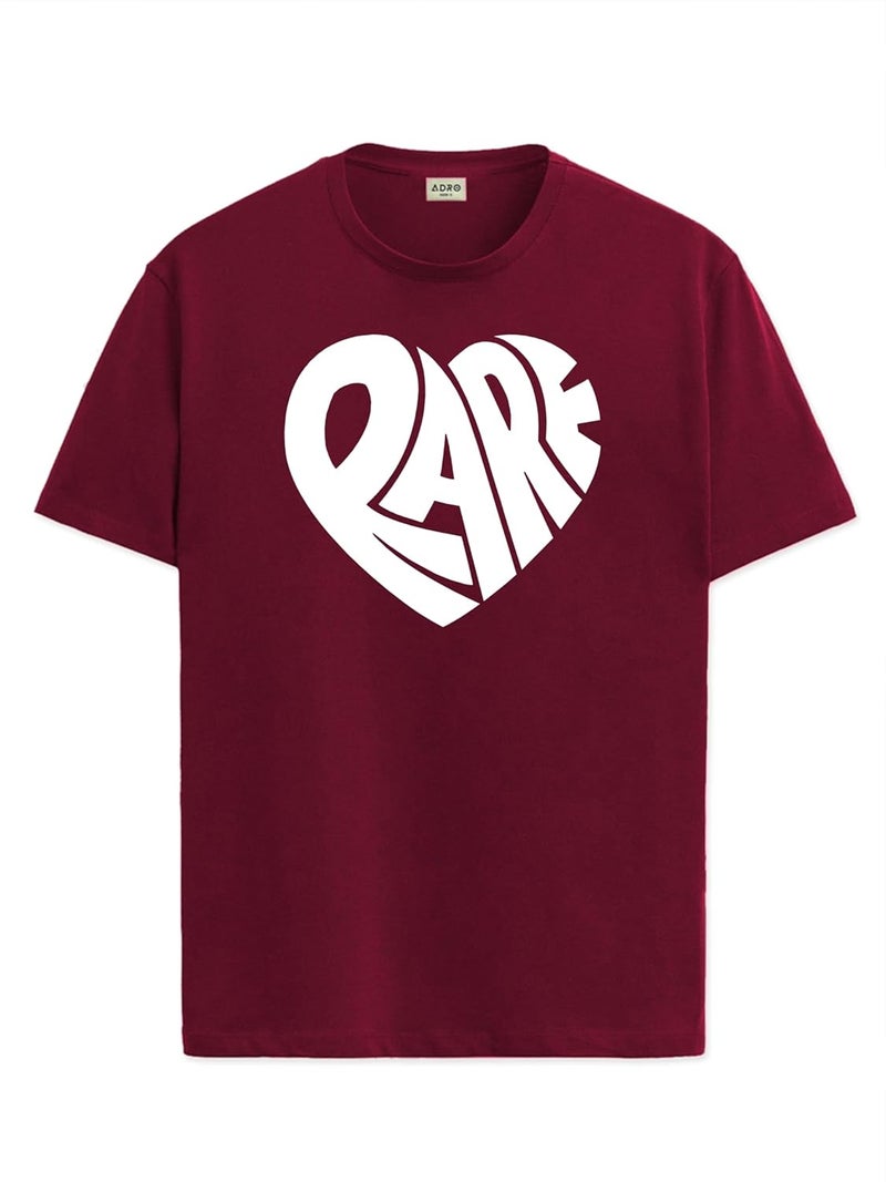 ADRO Men's Maroon Graphic Printed T-Shirt with Heart Design - Image 1