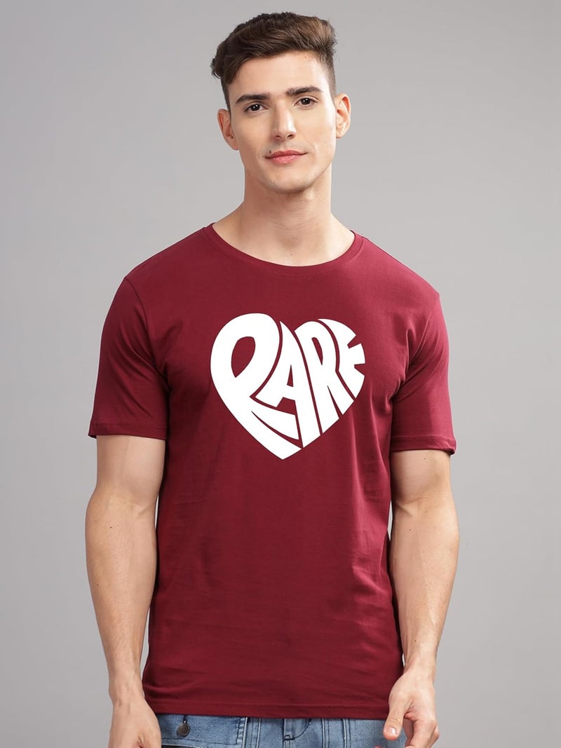ADRO Men's Maroon Graphic Printed T-Shirt with Heart Design - Image 3