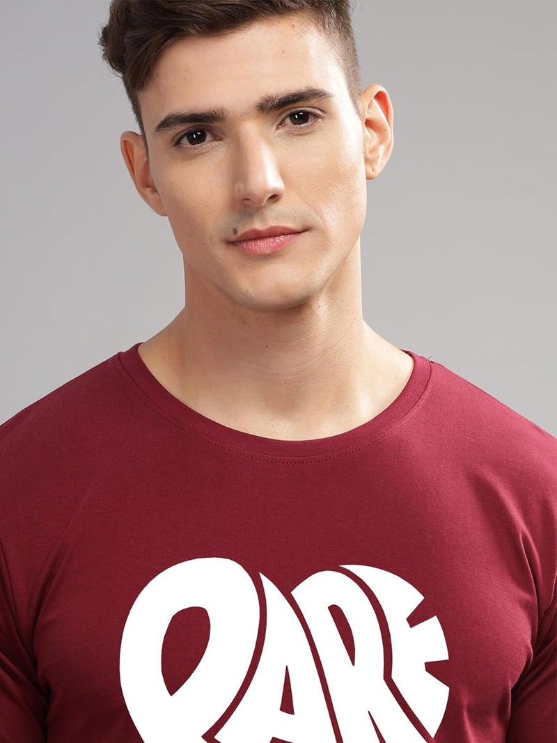 ADRO Men's Maroon Graphic Printed T-Shirt with Heart Design - Image 2