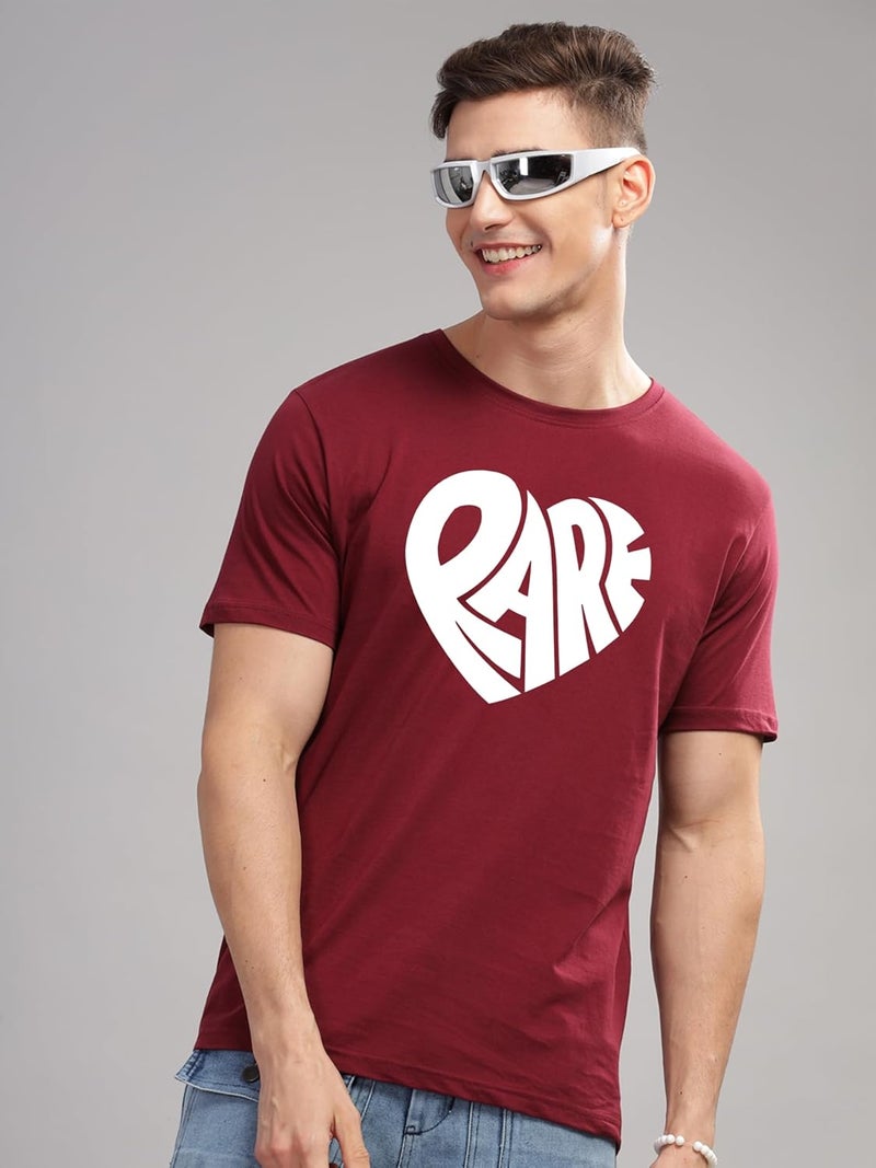 ADRO Men's Maroon Graphic Printed T-Shirt with Heart Design - Image 5