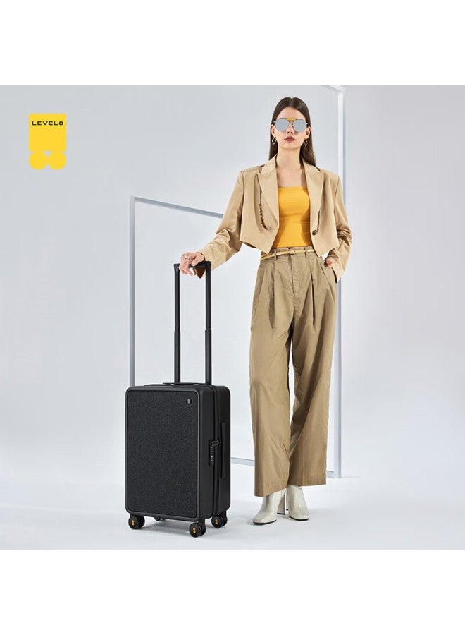 Level8 Luggage Suitcase For Men And Women, 20-inch Pc Fabric Patchwork Trolley Case, City Pulse Series, Order Black - Image 1